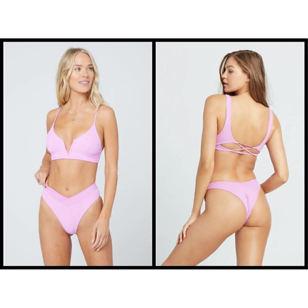 💕LSPACE💕 Ribbed Bikini Set ~ Rosebud Pink S NWT